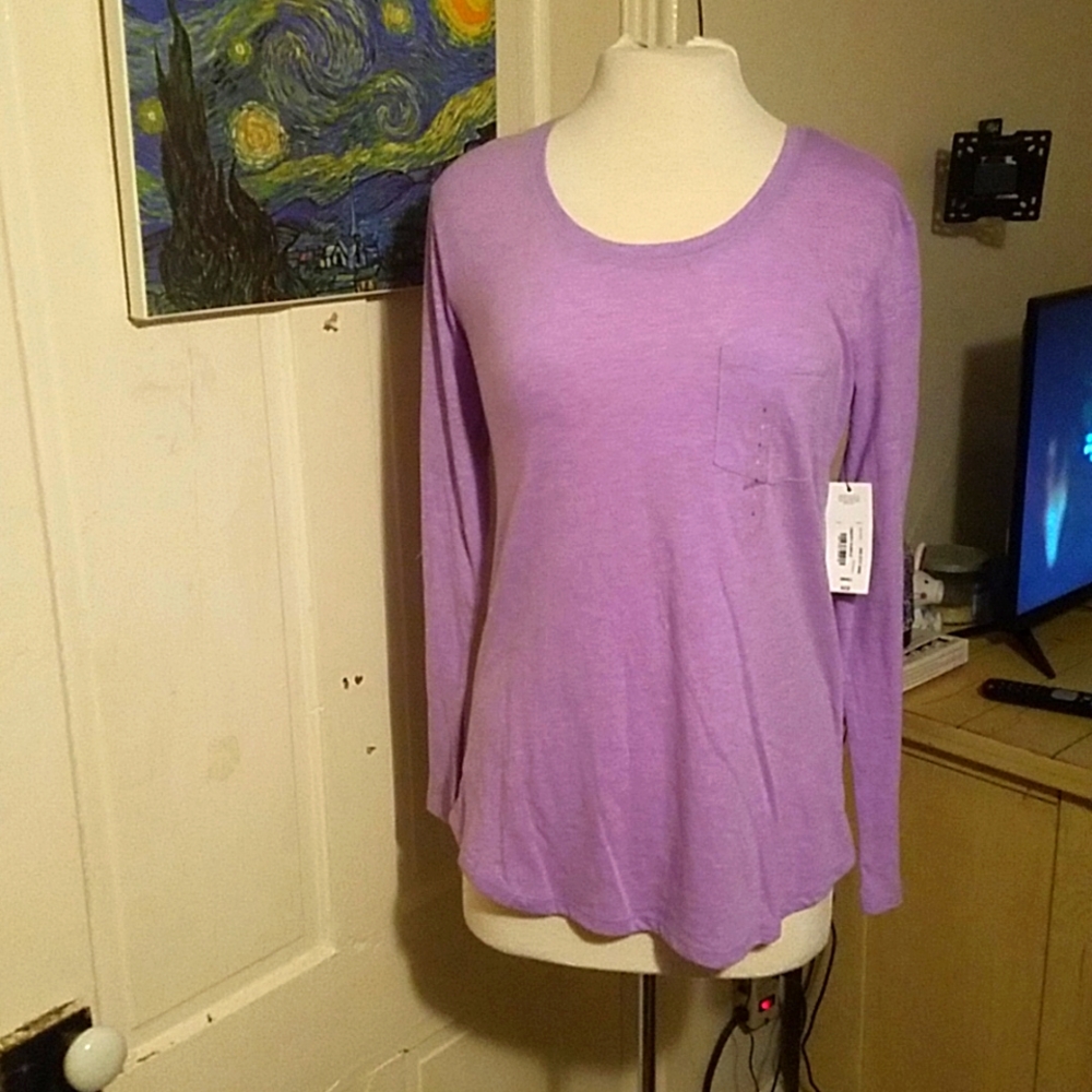a.n.a S Preppy Purple Long Sleeve Shirt